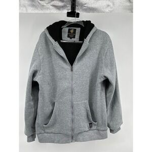 Rocawear Mens Sherpa Lined Full Zip Hoodie Gray Black RN66916 Size Large